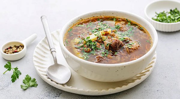 Суп с чечевицей на мясном бульоне