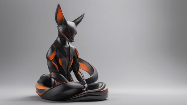 Black-orange-figure-sculpture-design-modern