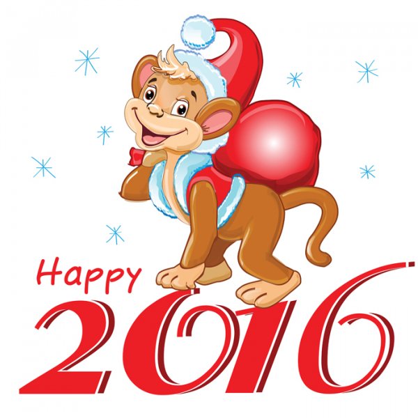 Happy New Year 2016-symbol monkey