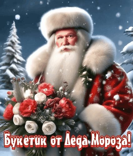 Анимированная открытка букетик от деда