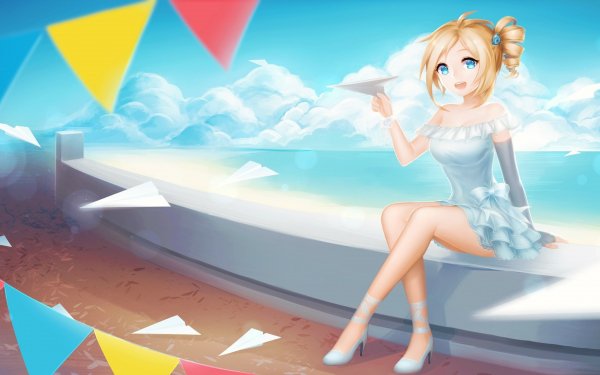 Cute Anime Girl Playing With Paper Planes