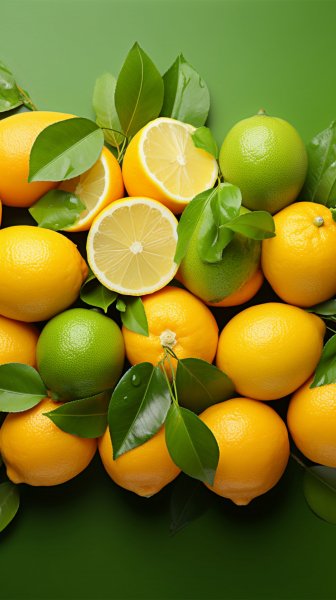 Ai-generated-zesty-display-fresh-lemons-and-oranges-arranged