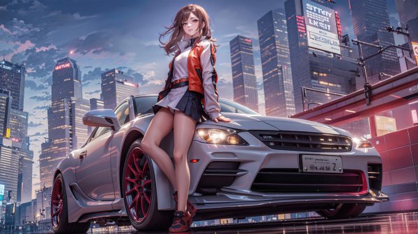 Anime Girl With Cars