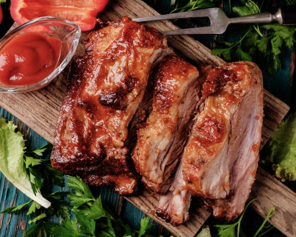 Food Meat and barbecue Juicy piece of baked meat on the