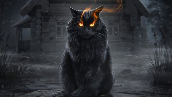 Фэнтези чёрная кошка