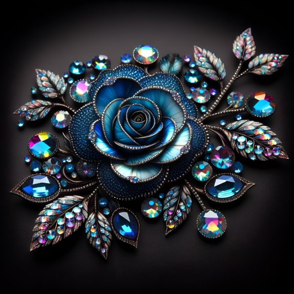 Роза голубая,стразы.09