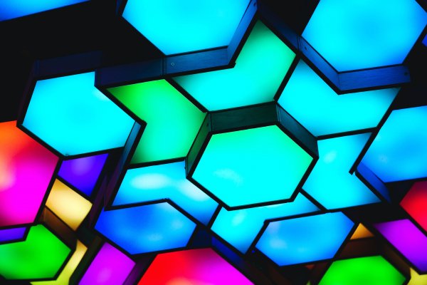 Blue-hexagons-light-bright-neon-geometry