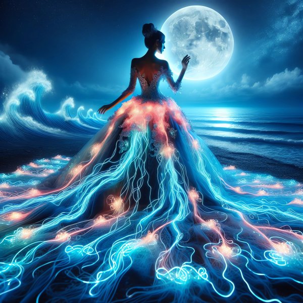 Арт,девушка,море,неон,фэнтези.28