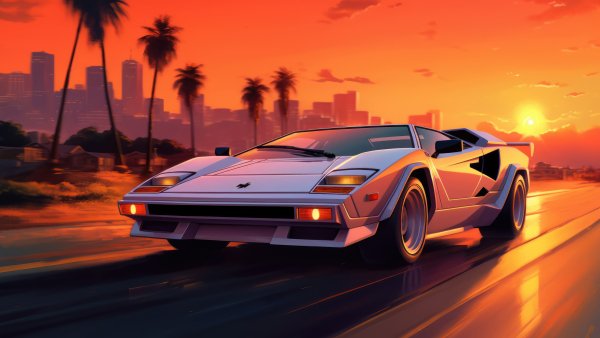 Lamborghini Sunset Glow Retro