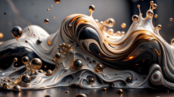 Black-gold-liquid-waves-spheres-dynamics