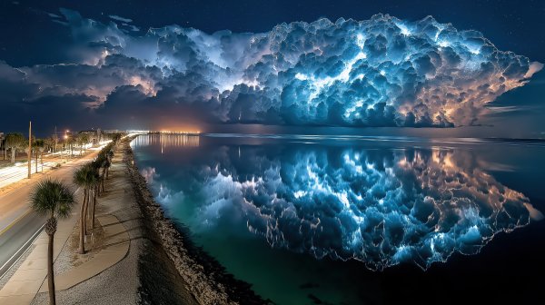 Небо тучи пальмы буря