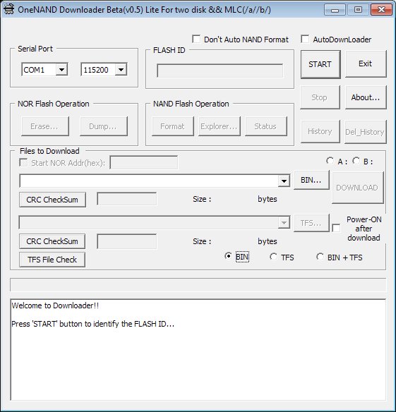 OneNAND Downloader Beta(v0.5) Lite For two dis