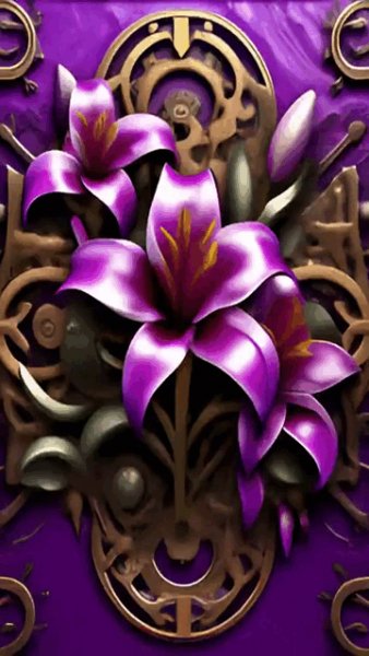 Gif,анимация,лилии,металл