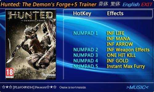 Hunted - The Demons Forge Plus 5 Trainer