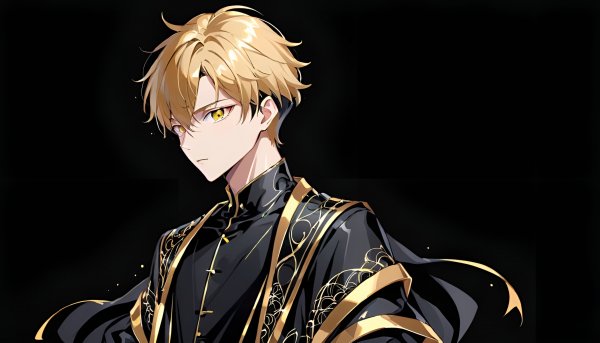 Аниме,черный,золото,парень.03