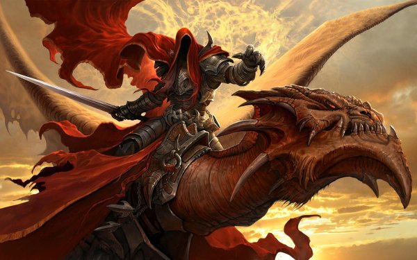 Fantasy Spirit in armor riding a dragon 100682 (Copy)