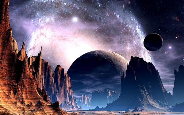 Space planets mountains