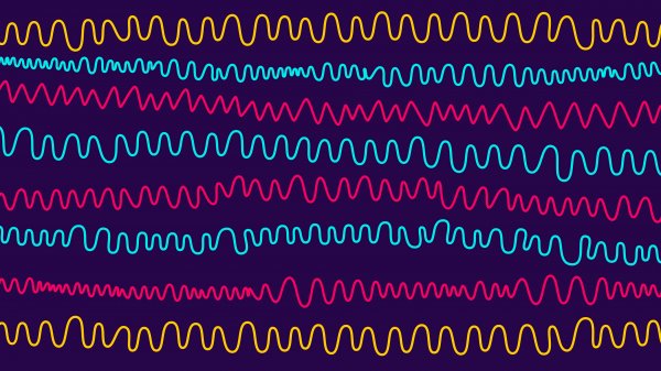 Waves-blue-yellow-lines-pattern-purple-background
