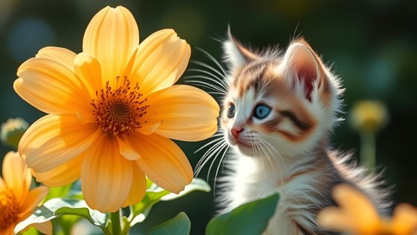 Котёнок,лето,цветы.19