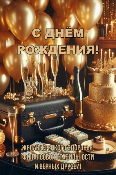 С днём рождения! Желаю финансовой стабильности и верных