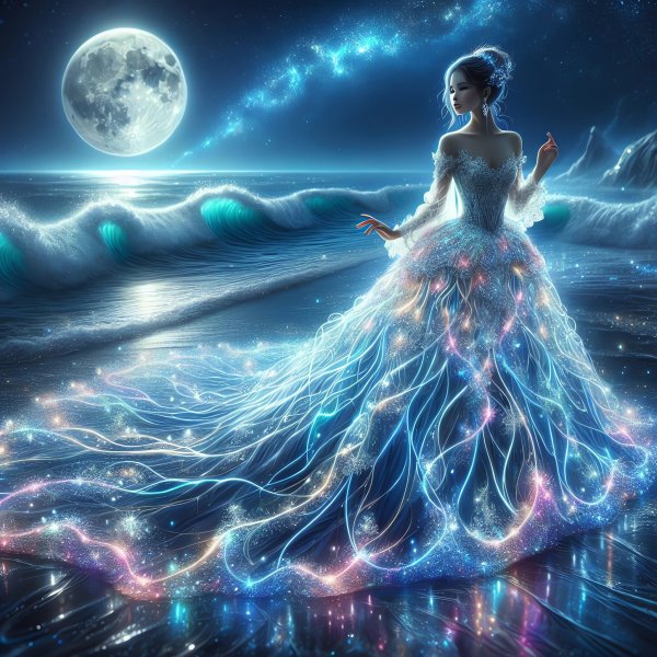 Арт,девушка,море,неон,фэнтези.30