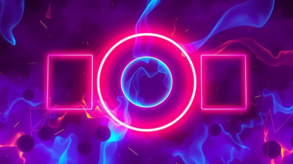 Neon-purple-blue-light-geometry-abstract