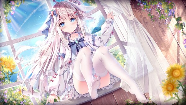 Konachan.com - 341236 animal ears blue eyes blush cloud