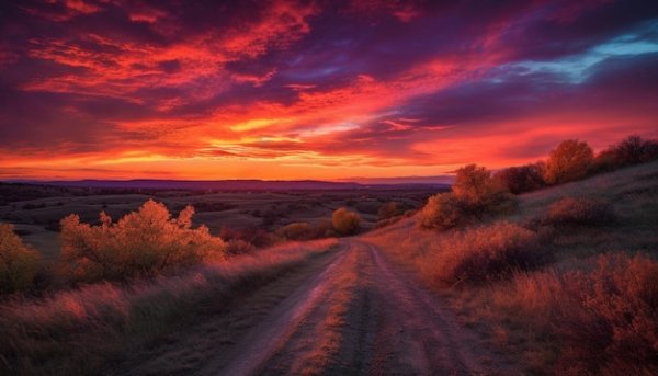 Orange-sunset-african-mountain-range-tranquil-beauty-generat