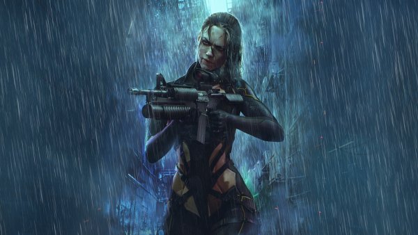 Sci-fi-soldier-cyberpunk-girl-guns-rifle 4K-4.6