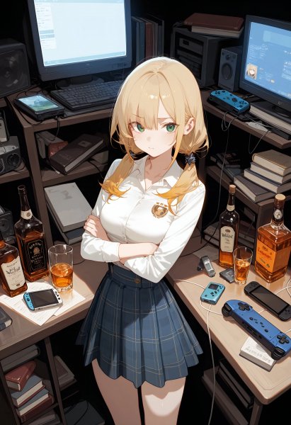 Anime art girl alcohol