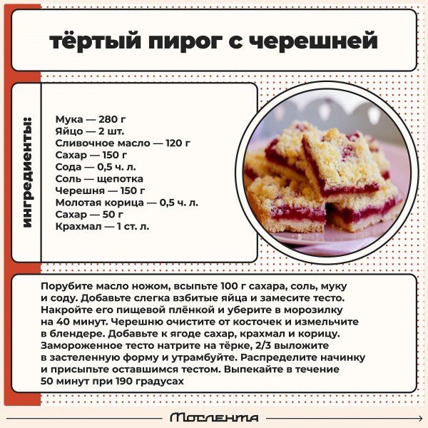 Тёртый пирог с черешней