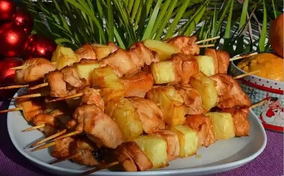 Куриный шашлык с ананасом