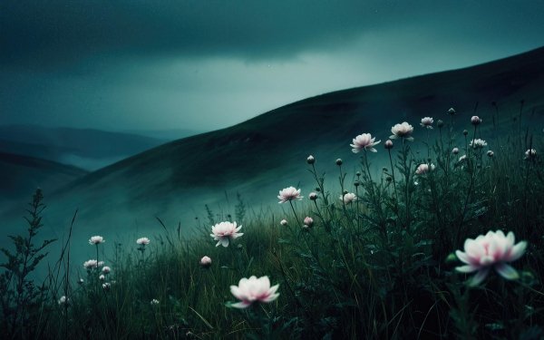 Flowers-hills-fog