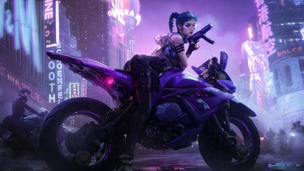 Cyberpunk-girl-motorcycle 4K-8.1441