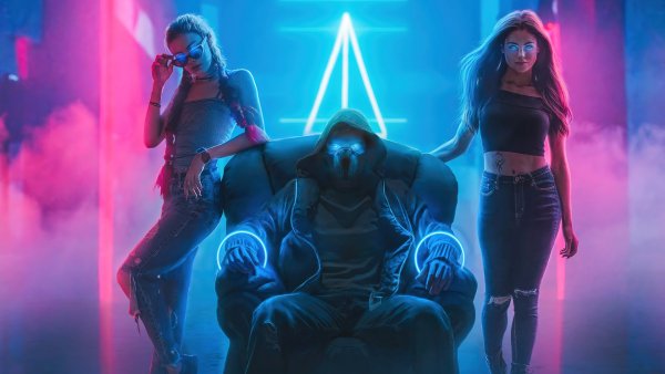 Neon-mask-club-girls-sci-fi-digital-art-4k-wallpaper