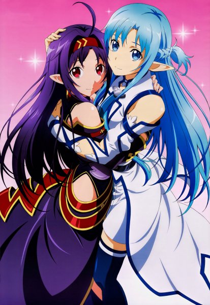 sword art online ii yuuki and asuna by s