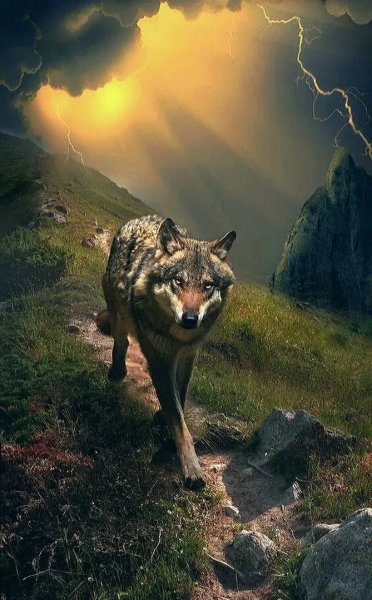 Волк в горах