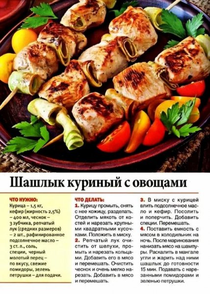 Шашлык куриный с овощами