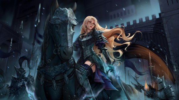 Girl-knight-sword-armor-warrior-fantasy-4k-wallpaper