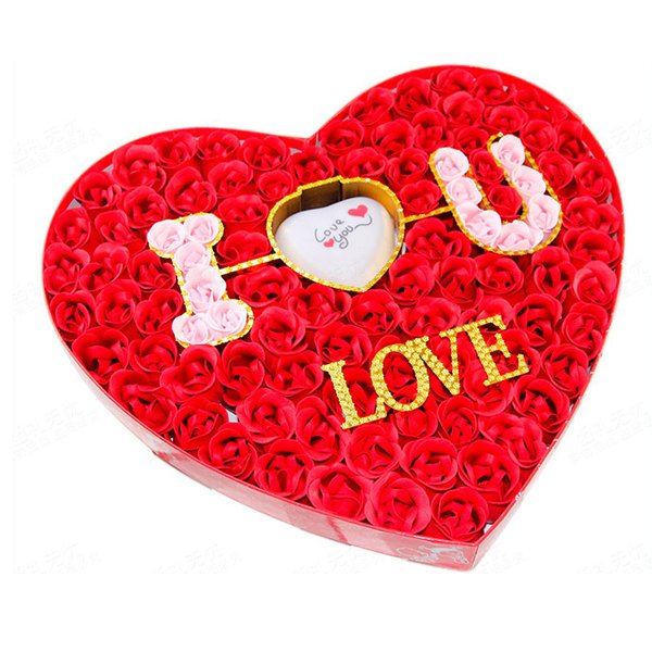 Red-Rose-Soap-Heart-Shaped-100-PCS-With-LED-Deco-I-LOVE-You-R