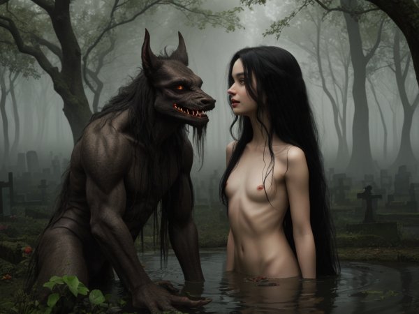 Оборотень и ведьма на старом кладбище
