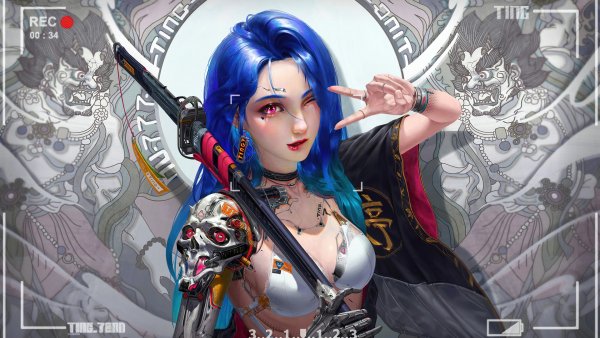 Cyberpunk-girl-samurai-sci-fi-art-4k