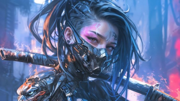 Anime-girl-mask-sci-fi-cyberpunk-4k 366@5@c