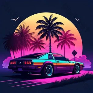 Colorful-retro-cars-with-trees