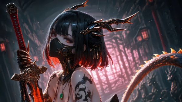 Anime-girl-mask-sword-fantasy-4k 111@5@g