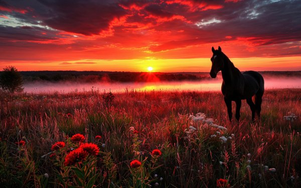Horse-steed-sunset