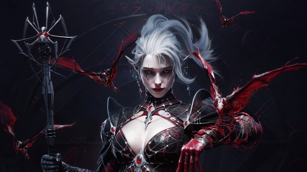 Dark-elf-fantasy-girl-red-eyes-4k-wallpaper 811@5@l