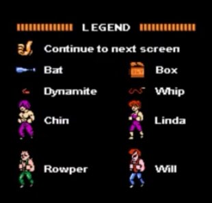 Double Dragon NES. Weapons &amp; Enemy Characters