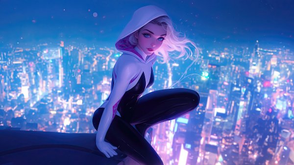 Spider-gwen-night-city-4k 73@5@o