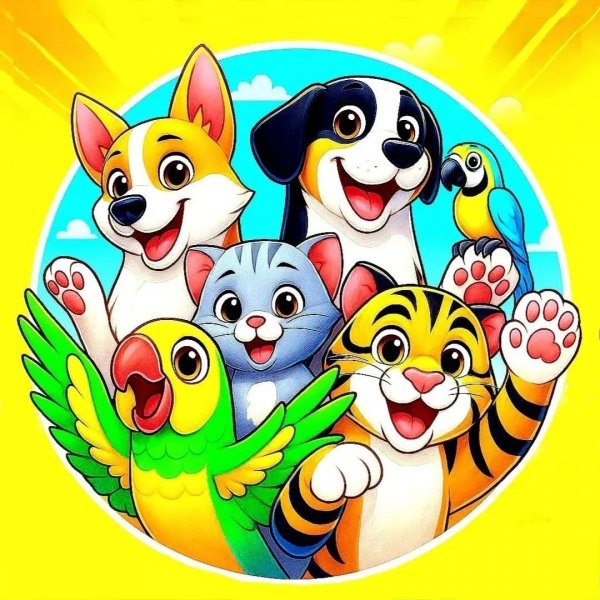 Весёлая компания , дружные зверята